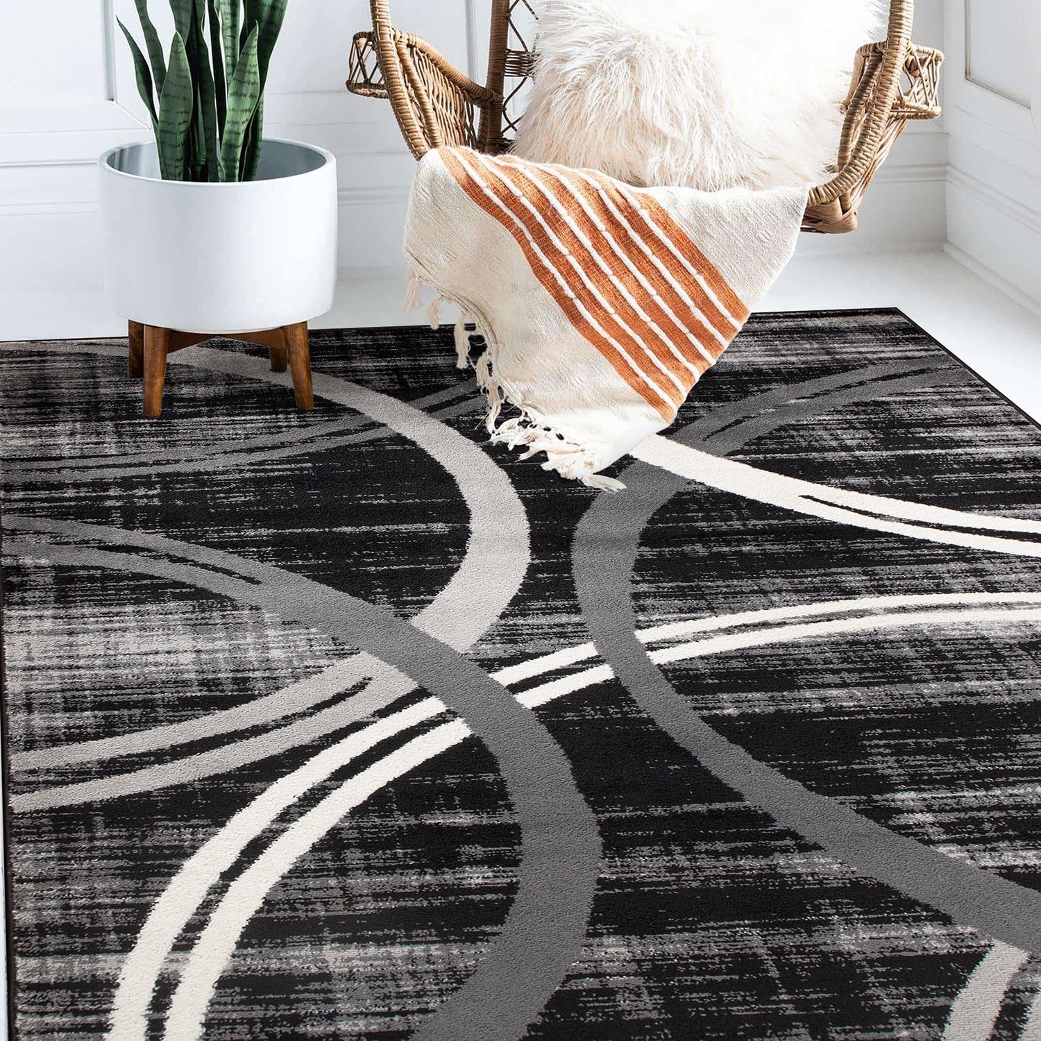 World Rug Gallery Contemporary Abstract Circles Design Area Rug