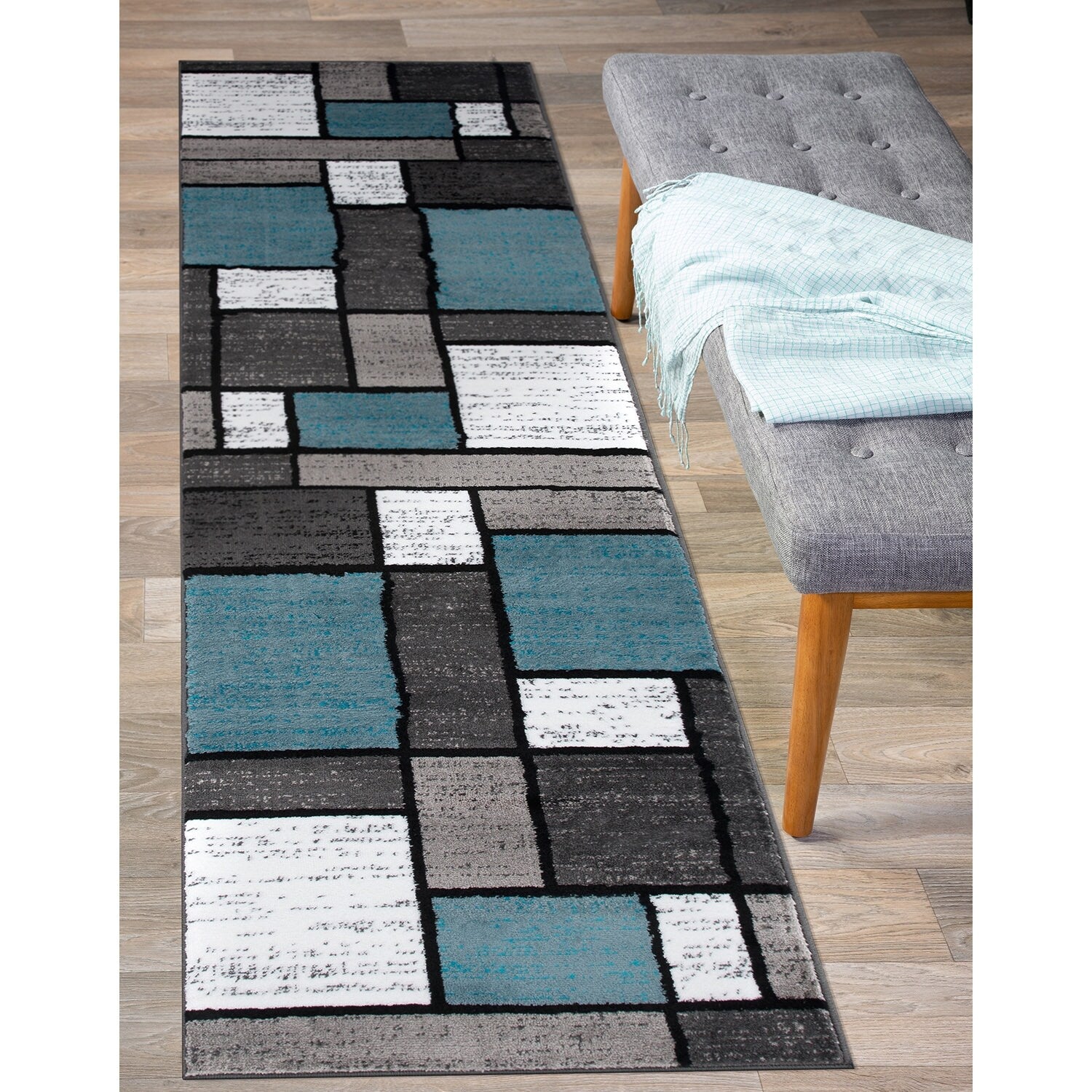 World Rug Gallery Contemporary Modern Boxed Color Block Area Rug