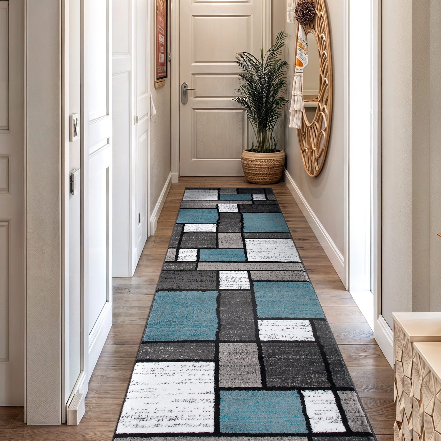 World Rug Gallery Contemporary Modern Boxed Color Block Area Rug