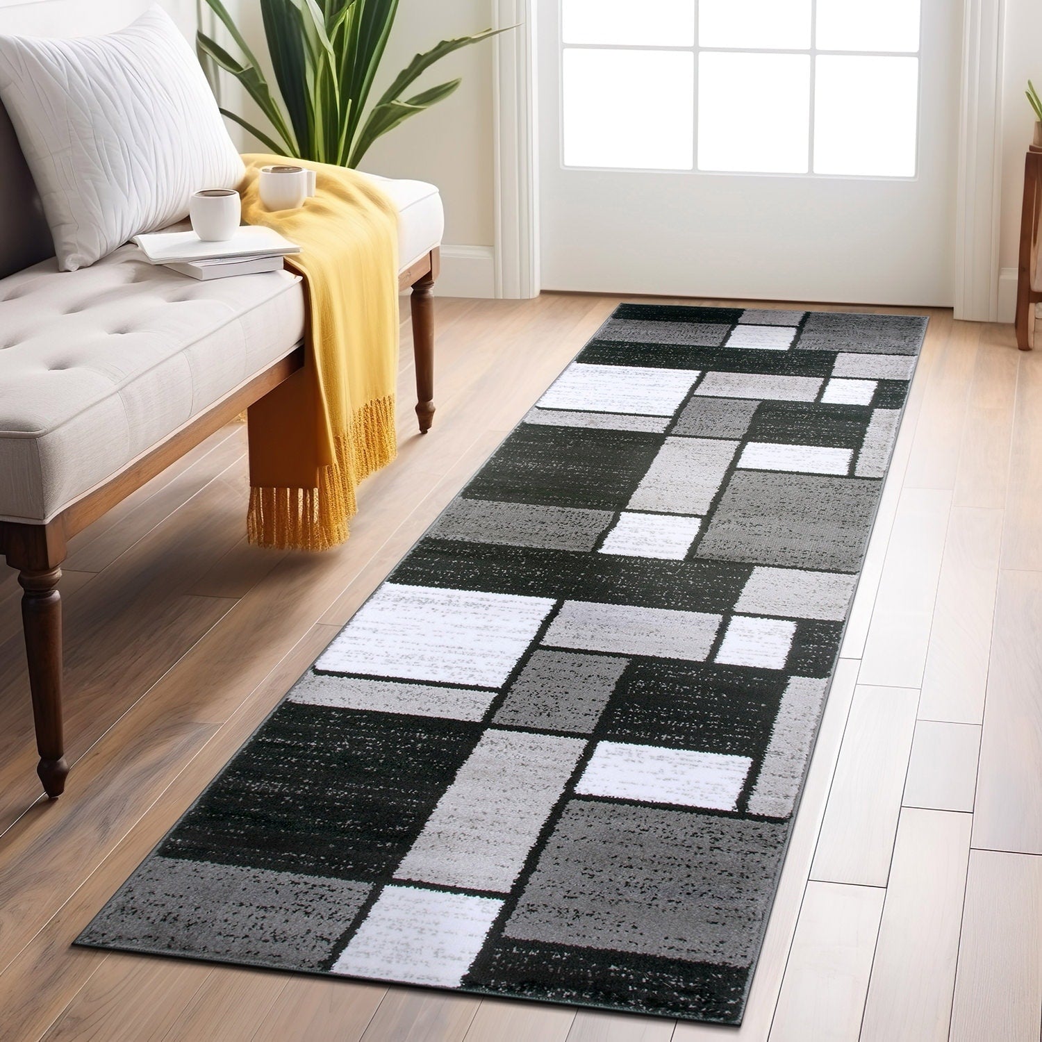 World Rug Gallery Contemporary Modern Boxed Color Block Area Rug