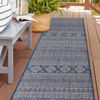 World Rug Gallery Distressed Geometric Bohemian Textured Flat Weave Indoor/Outdoor Area Rug