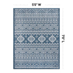 World Rug Gallery Distressed Geometric Bohemian Textured Flat Weave Indoor/Outdoor Area Rug