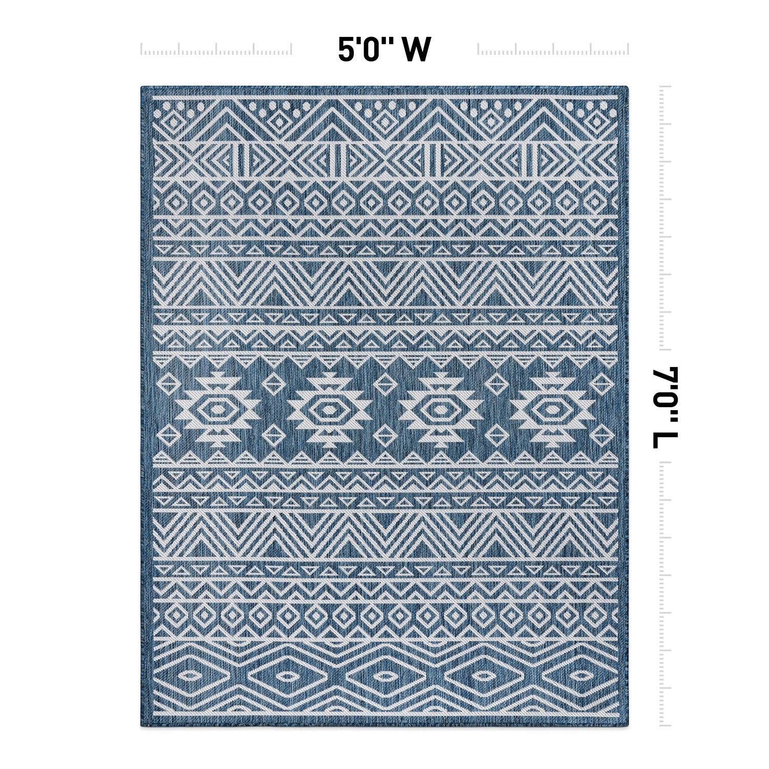 World Rug Gallery Distressed Geometric Bohemian Textured Flat Weave Indoor/Outdoor Area Rug