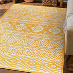 World Rug Gallery Distressed Geometric Bohemian Textured Flat Weave Indoor/Outdoor Area Rug