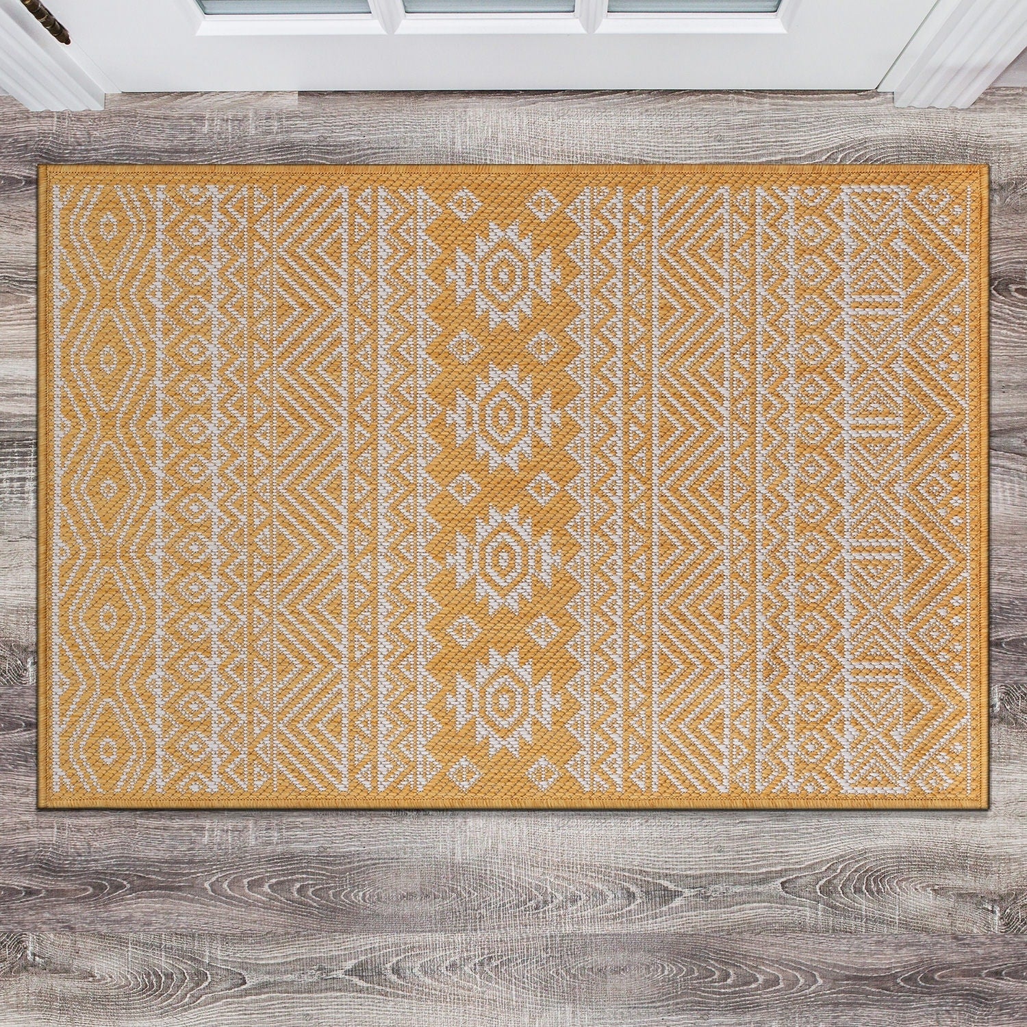 World Rug Gallery Distressed Geometric Bohemian Textured Flat Weave Indoor/Outdoor Area Rug