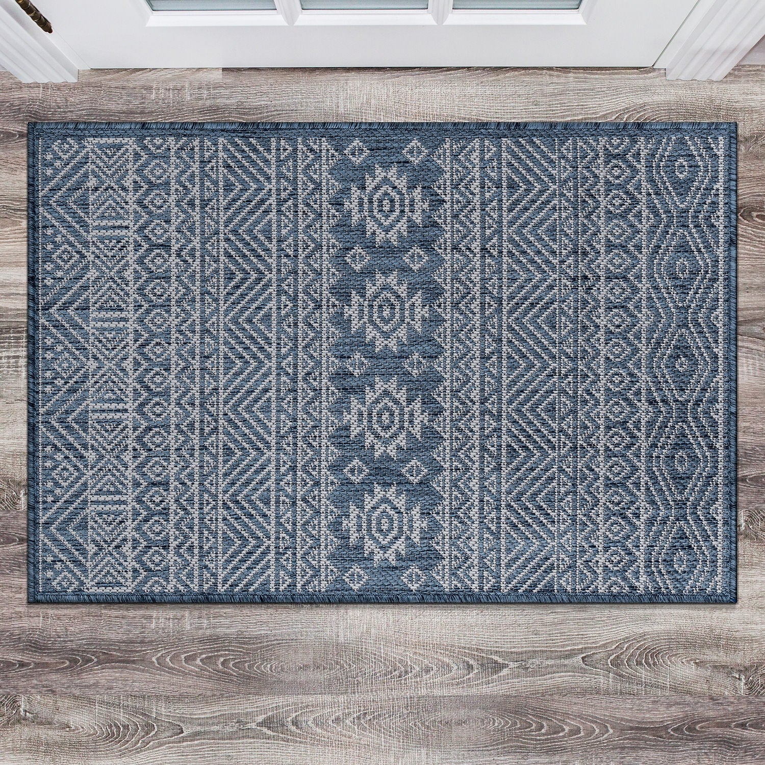 World Rug Gallery Distressed Geometric Bohemian Textured Flat Weave Indoor/Outdoor Area Rug