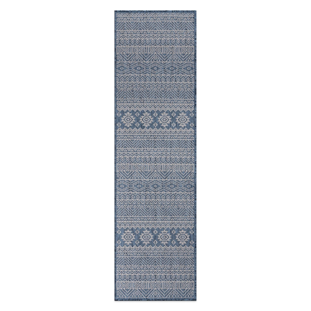 World Rug Gallery Distressed Geometric Bohemian Textured Flat Weave Indoor/Outdoor Area Rug