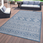 World Rug Gallery Distressed Geometric Bohemian Textured Flat Weave Indoor/Outdoor Area Rug