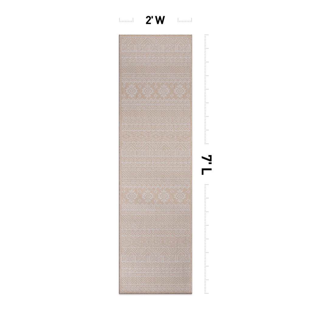 World Rug Gallery Distressed Geometric Bohemian Textured Flat Weave Indoor/Outdoor Area Rug