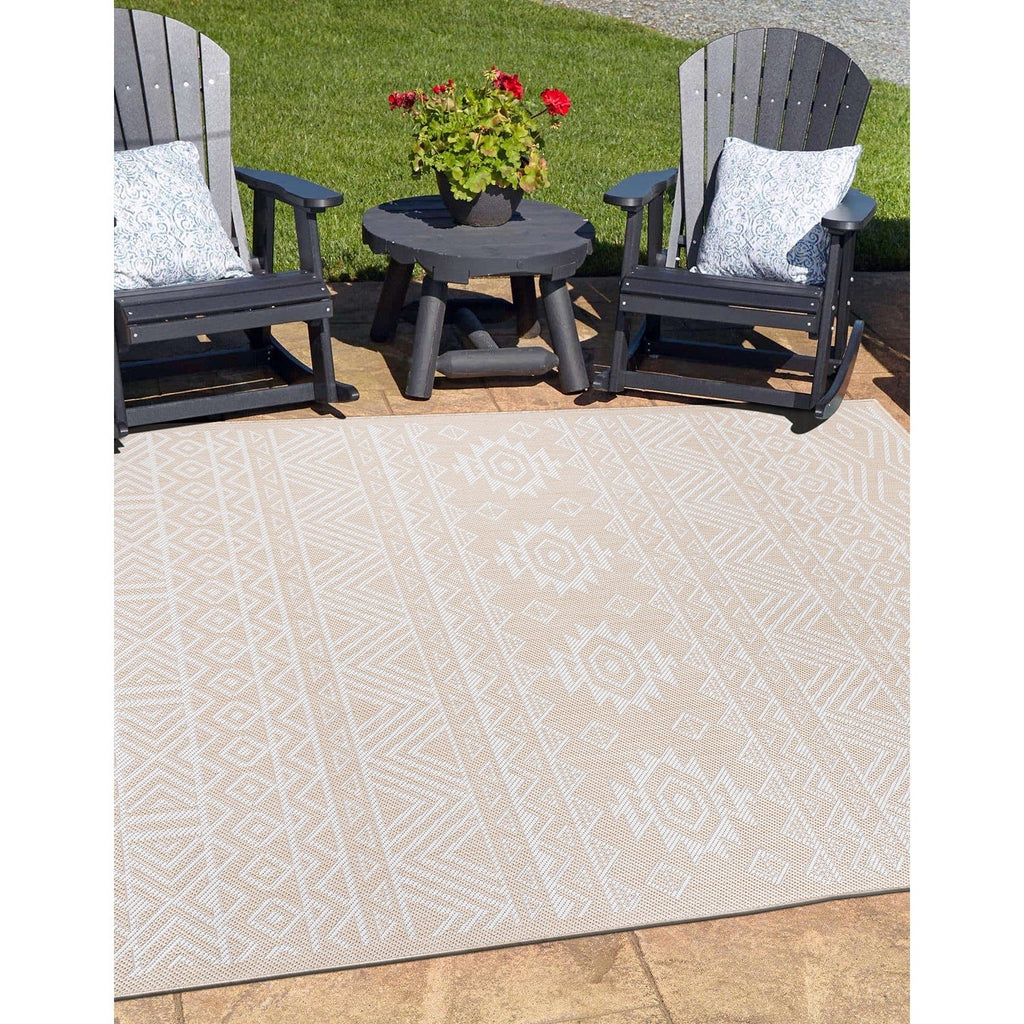 World Rug Gallery Distressed Geometric Bohemian Textured Flat Weave Indoor/Outdoor Area Rug