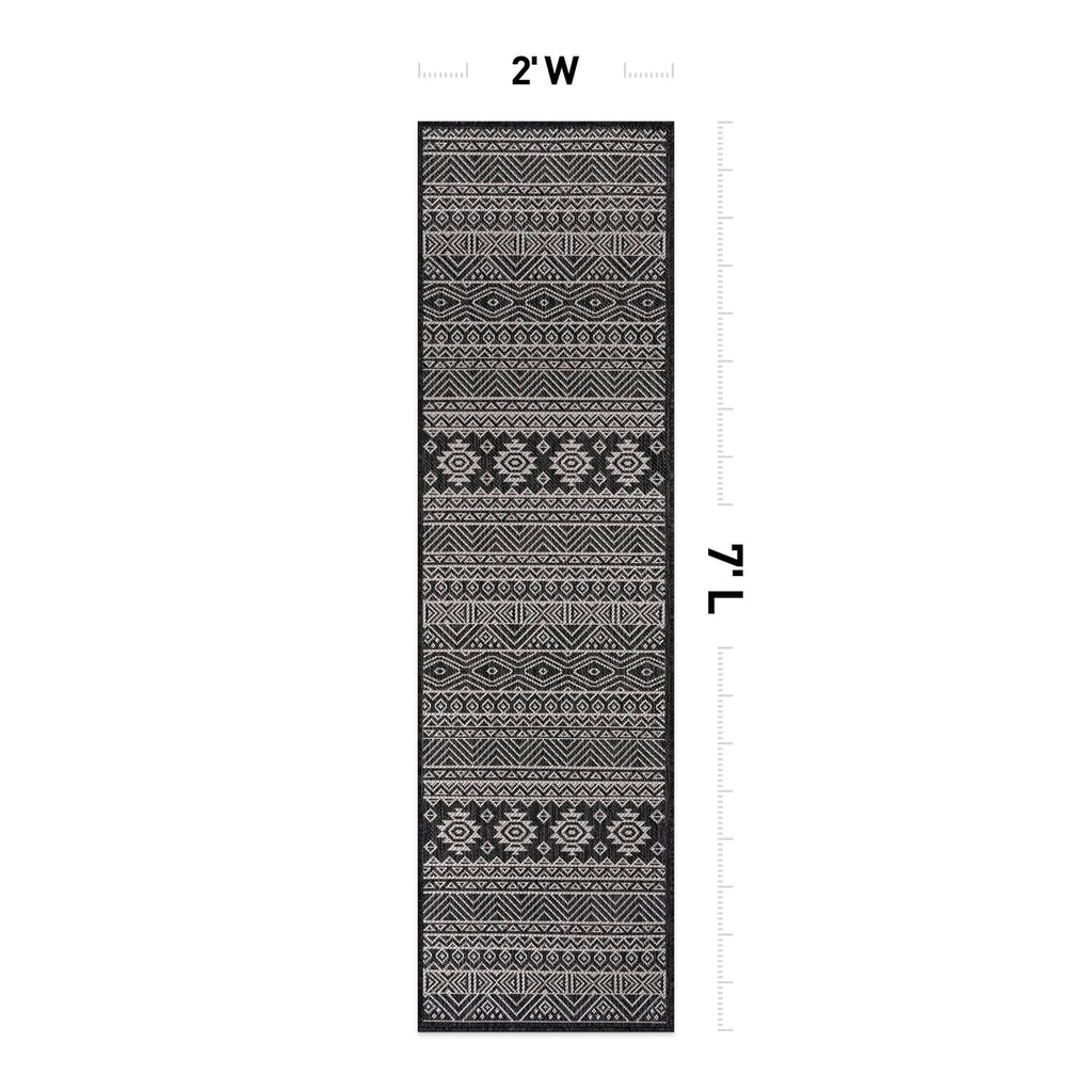 World Rug Gallery Distressed Geometric Bohemian Textured Flat Weave Indoor/Outdoor Area Rug