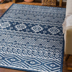 World Rug Gallery Distressed Geometric Bohemian Textured Flat Weave Indoor/Outdoor Area Rug