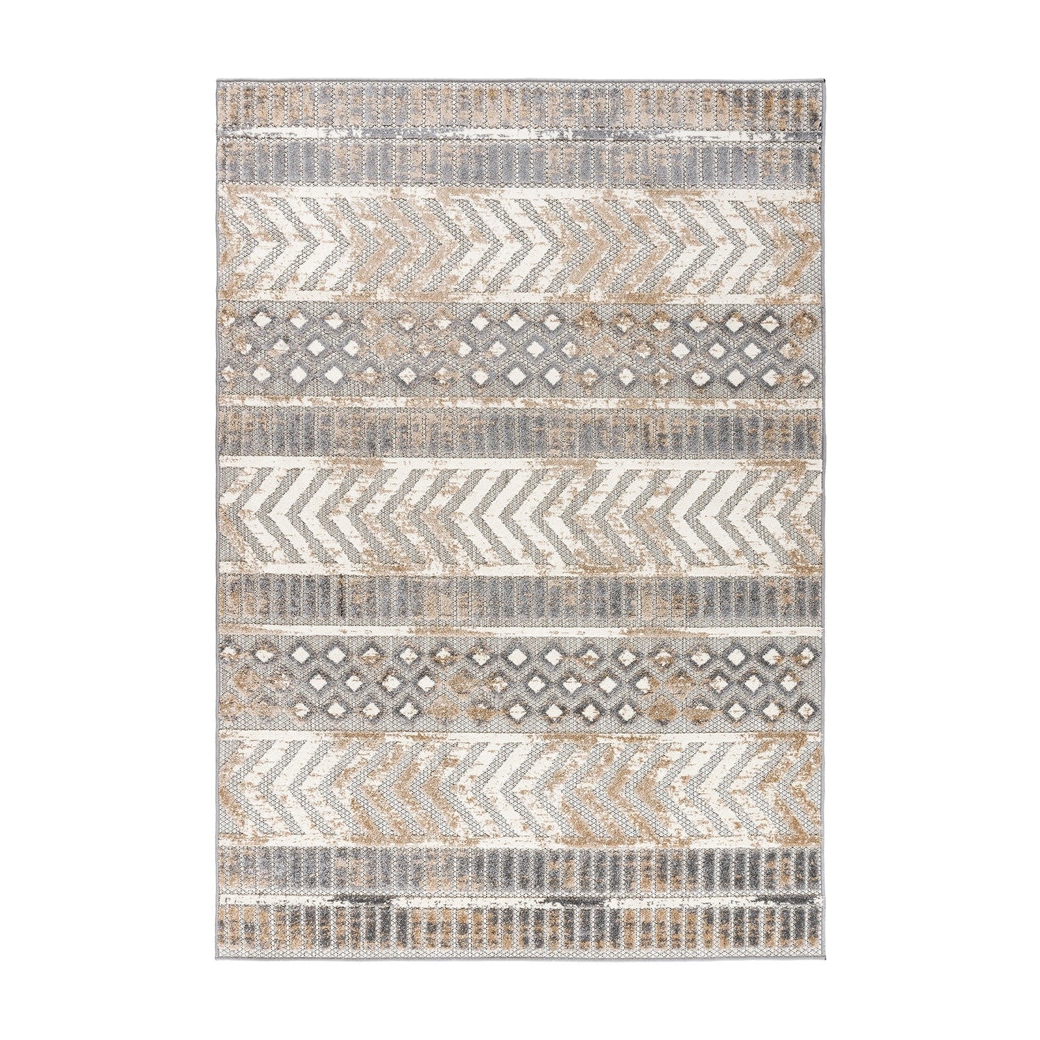World Rug Gallery Distressed Geometric Indoor/Outdoor Area Rug