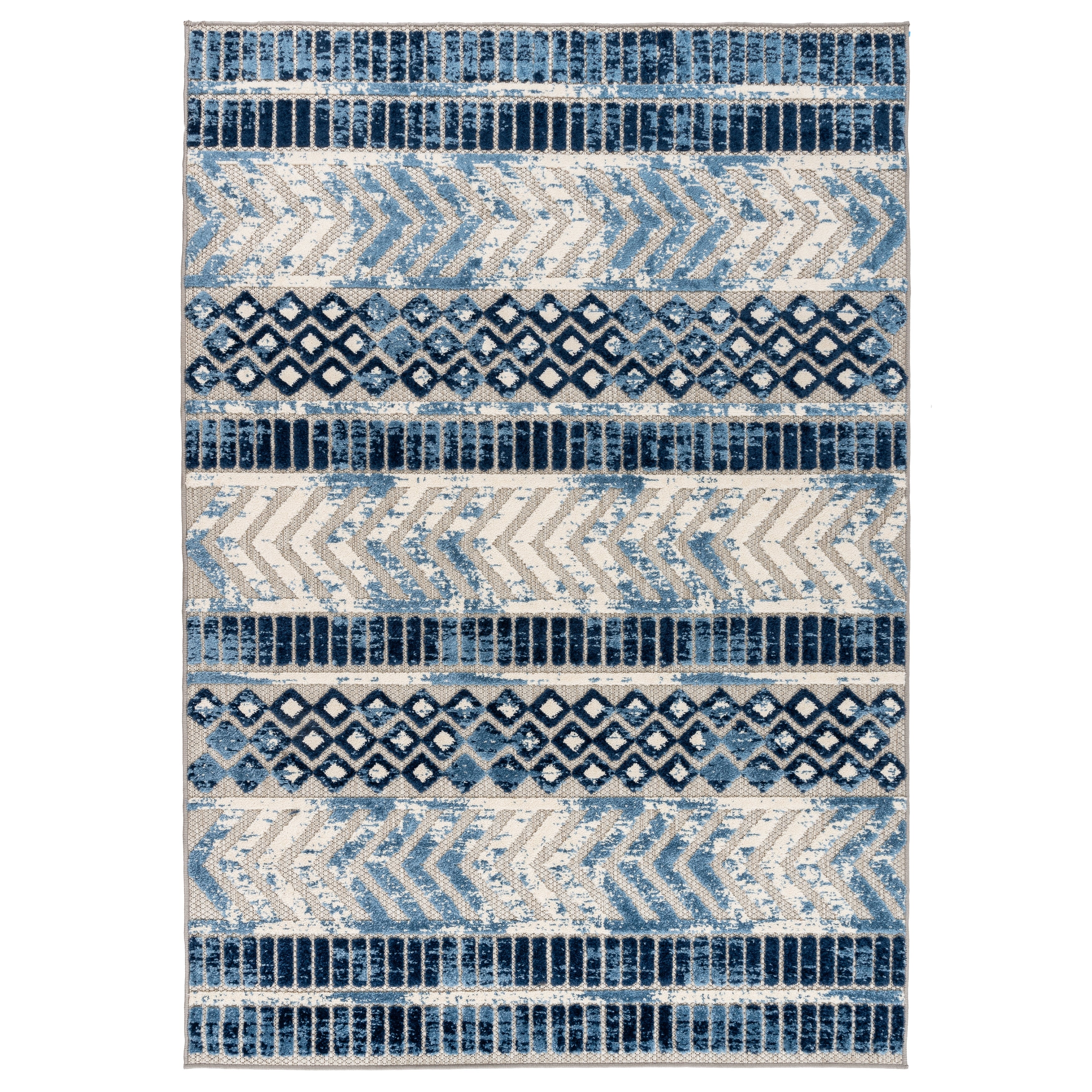 World Rug Gallery Distressed Geometric Indoor/Outdoor Area Rug