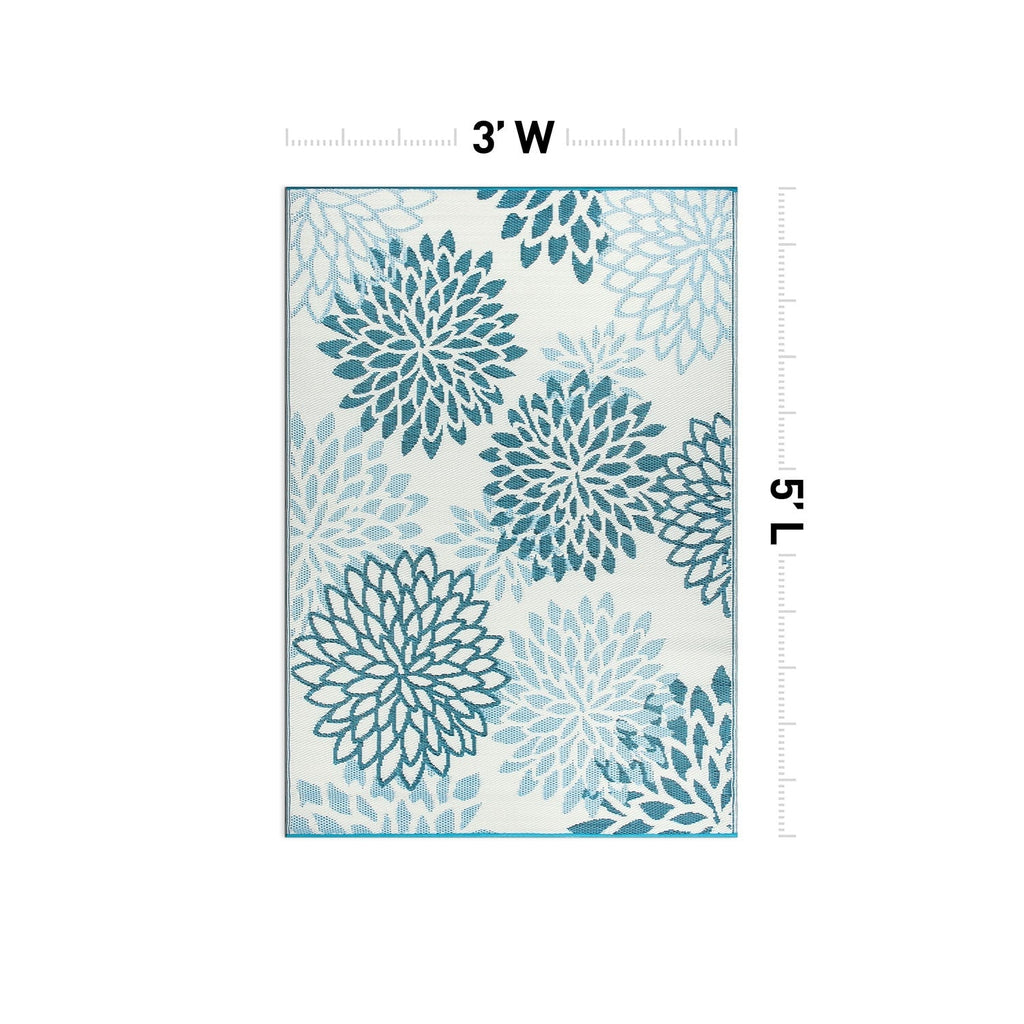 World Rug Gallery Modern Floral Aloha Reversible Recycled Plastic Outdoor Rugs