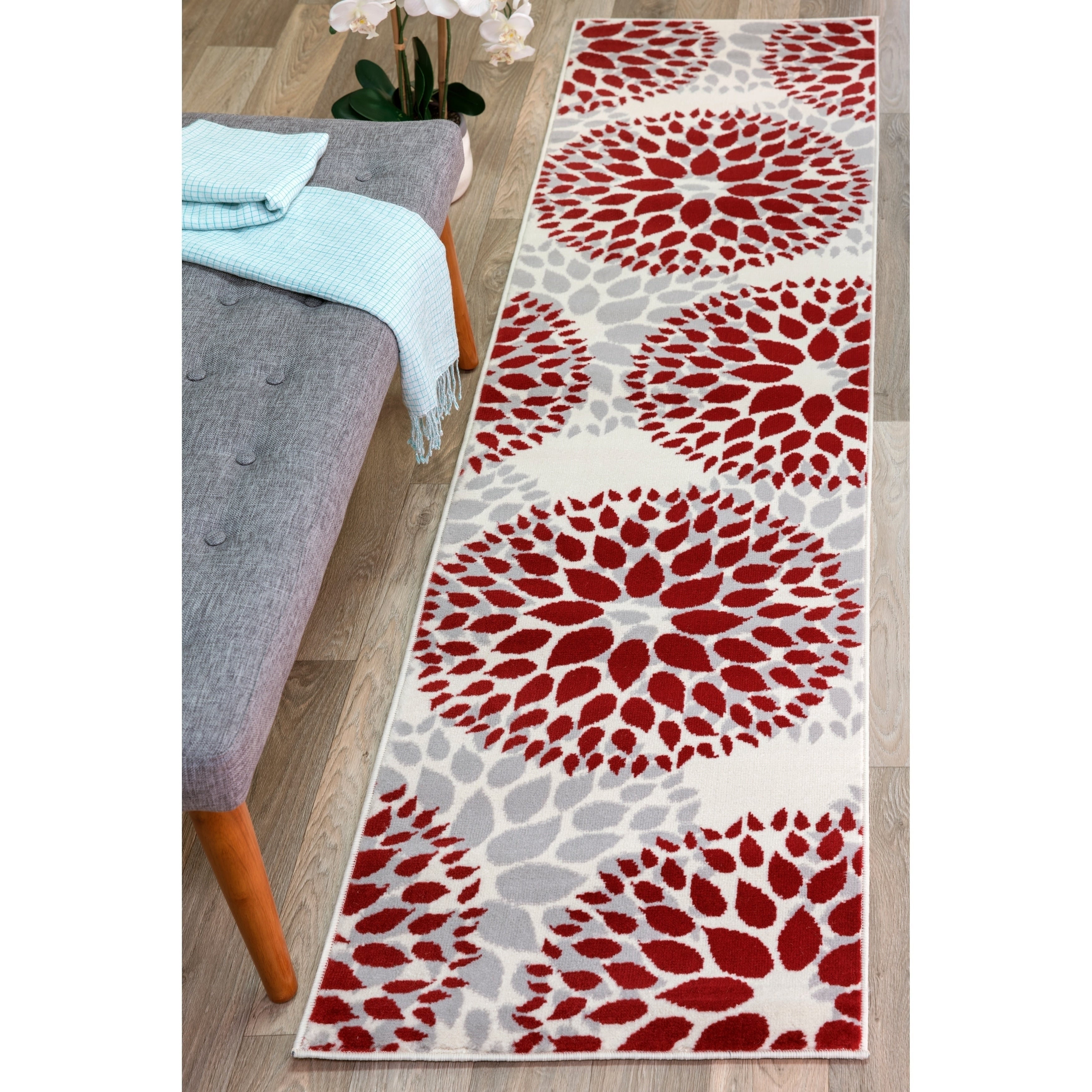 World Rug Gallery Modern Floral Circles Area Rug