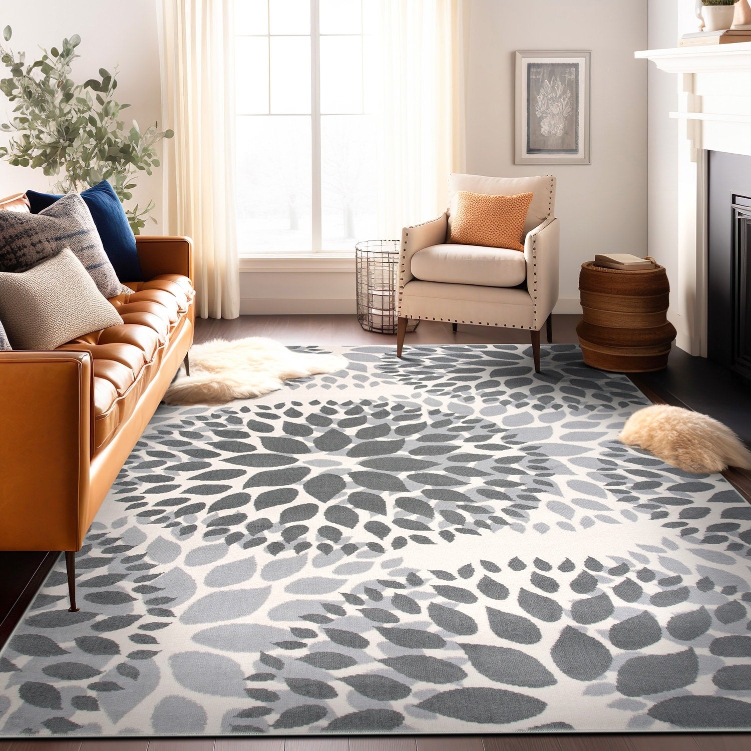 World Rug Gallery Modern Floral Circles Area Rug