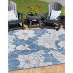 World Rug Gallery Modern Floral Flowers Textured Flat Weave Indoor/Outdoor Area Rug