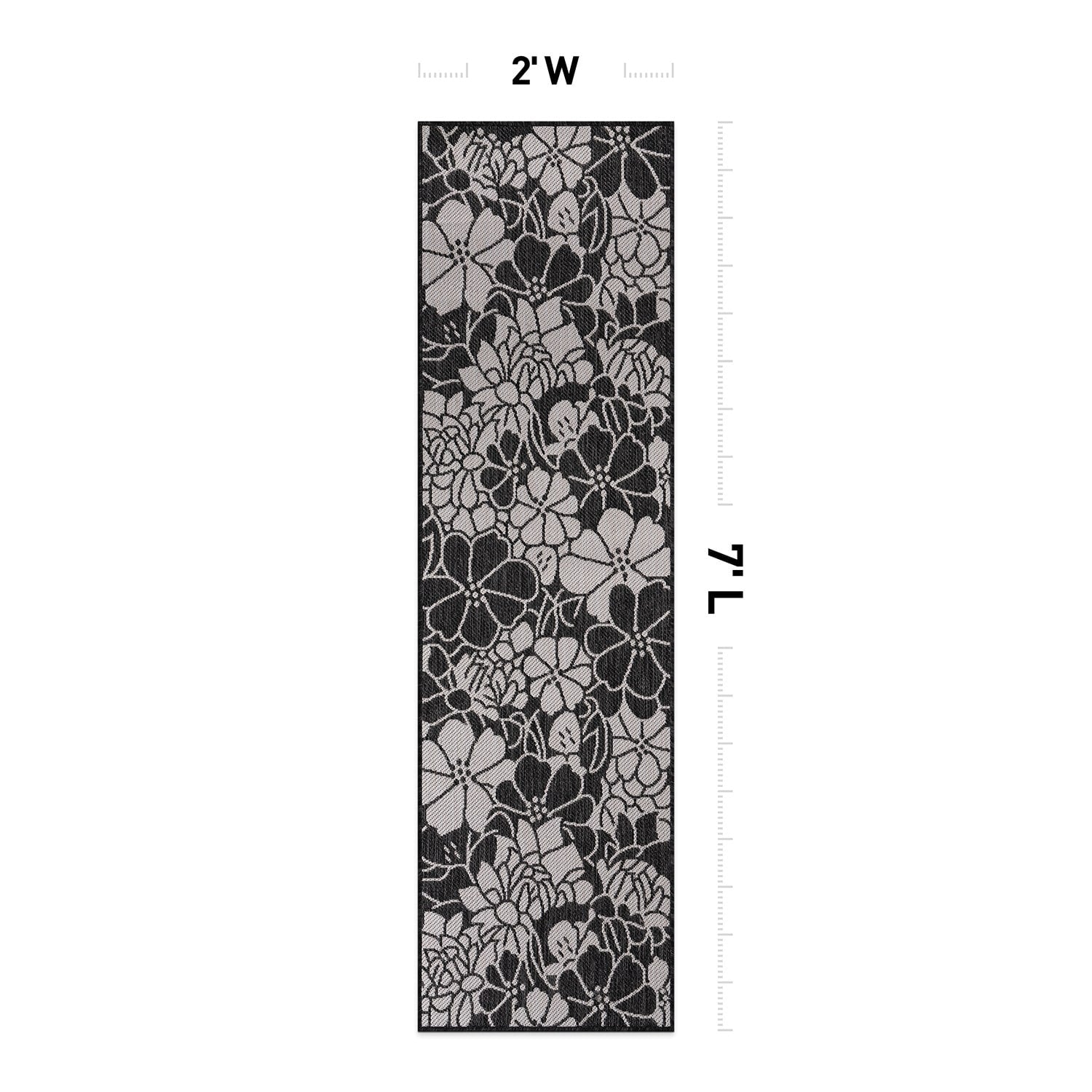 World Rug Gallery Modern Floral Flowers Textured Flat Weave Indoor/Outdoor Area Rug