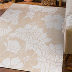 World Rug Gallery Modern Floral Flowers Textured Flat Weave Indoor/Outdoor Area Rug