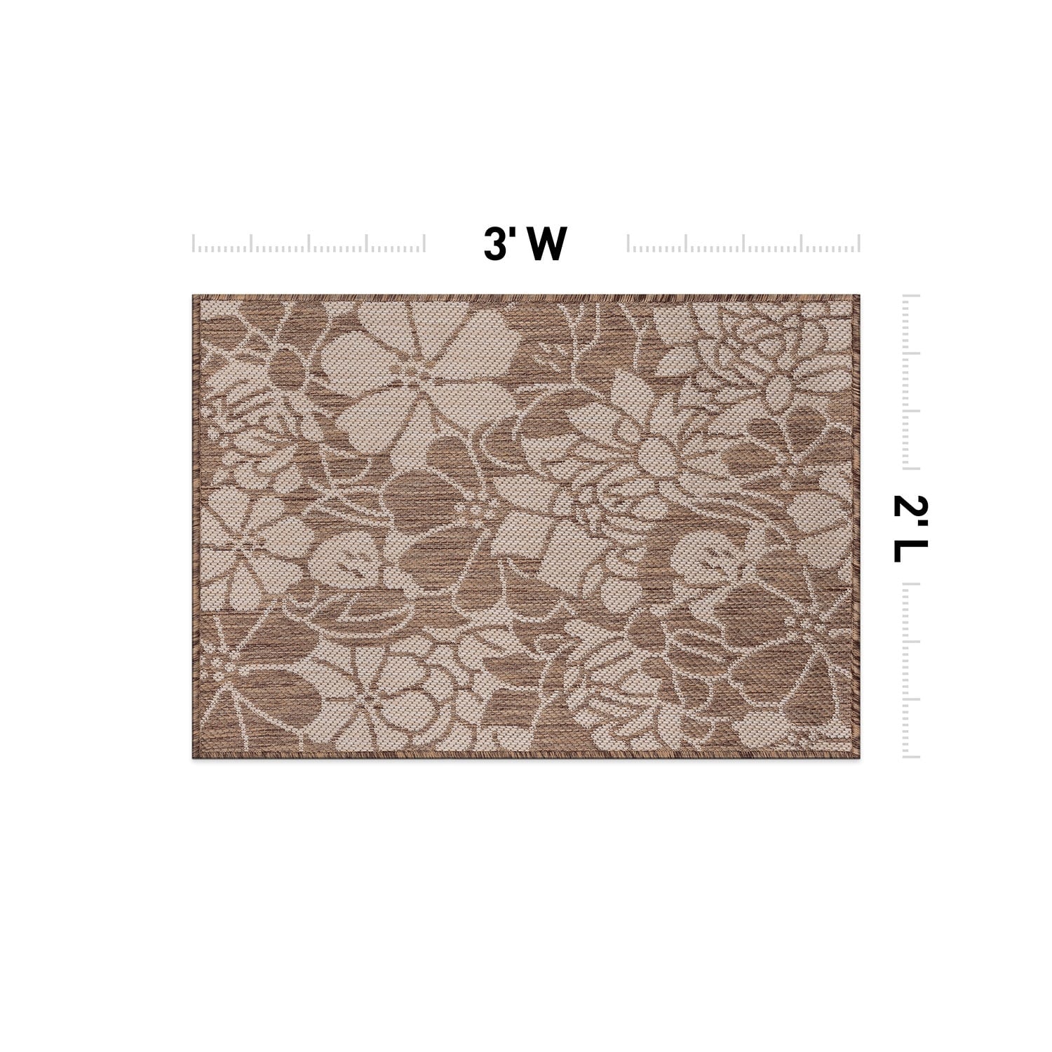 World Rug Gallery Modern Floral Flowers Textured Flat Weave Indoor/Outdoor Area Rug
