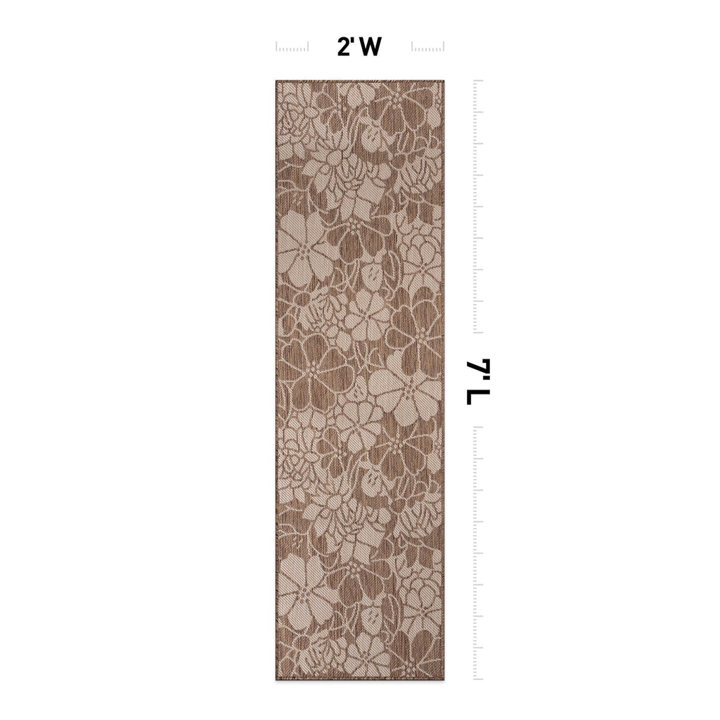 World Rug Gallery Modern Floral Flowers Textured Flat Weave Indoor/Outdoor Area Rug