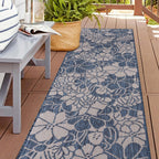 World Rug Gallery Modern Floral Flowers Textured Flat Weave Indoor/Outdoor Area Rug