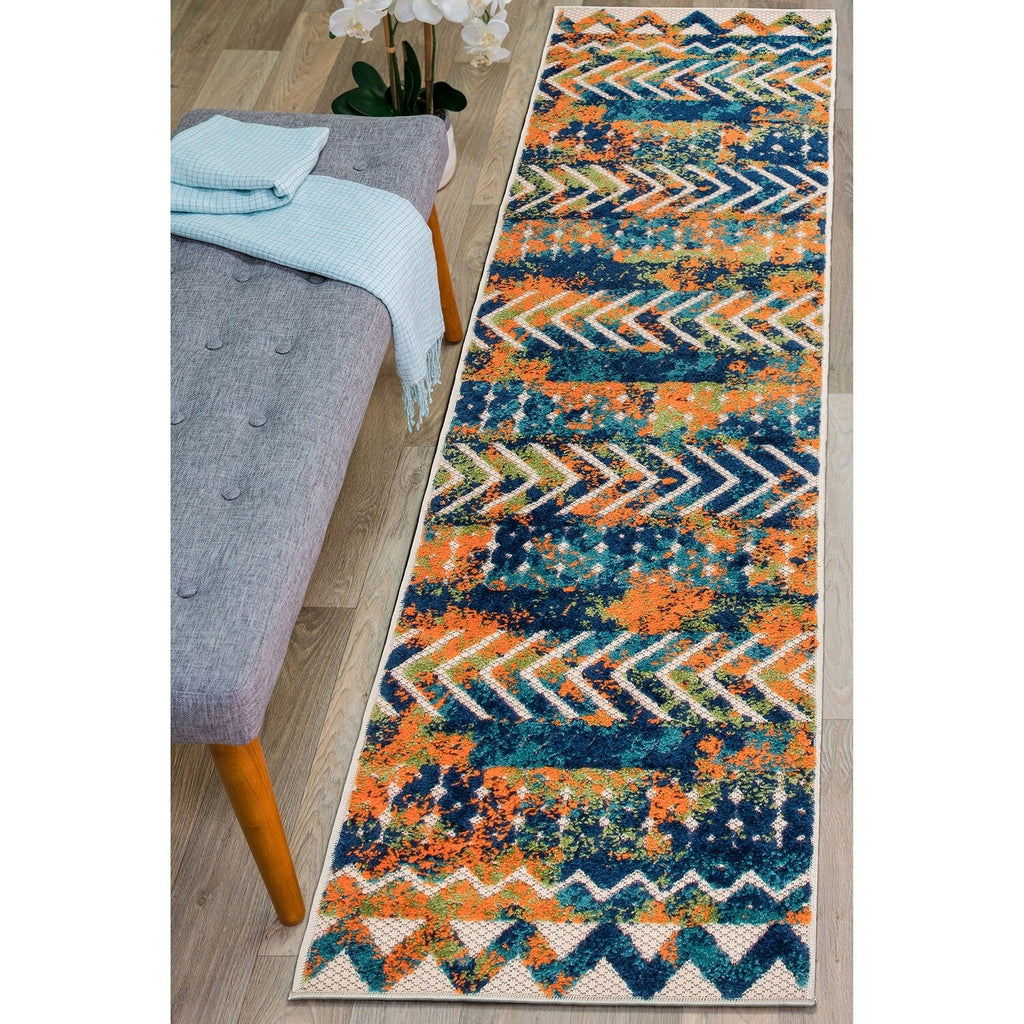 World Rug Gallery Modern Stripes Faded Geometric Indoor/Outdoor Area Rug