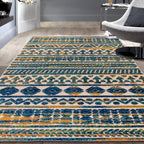 World Rug Gallery Modern Stripes Faded Geometric Indoor/Outdoor Area Rug
