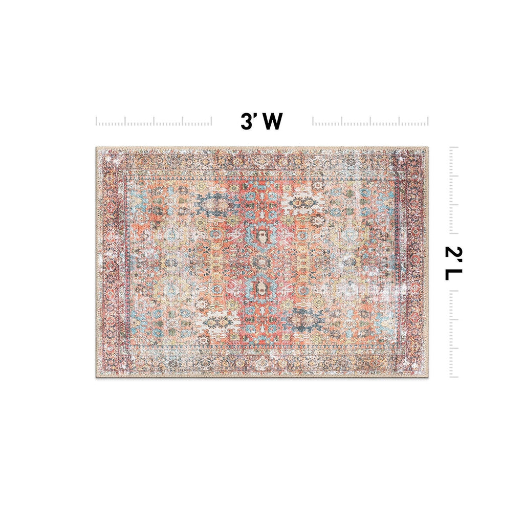 World Rug Gallery Transitional Distressed Machine Washable Non Slip Area Rug