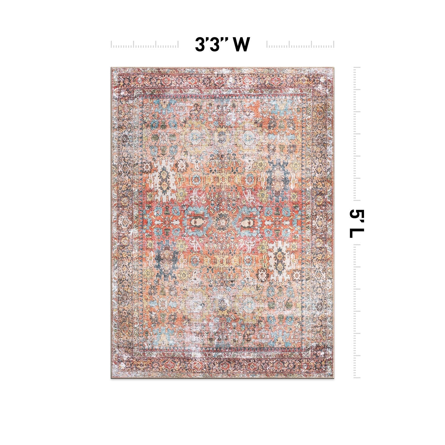 World Rug Gallery Transitional Distressed Machine Washable Non Slip Area Rug