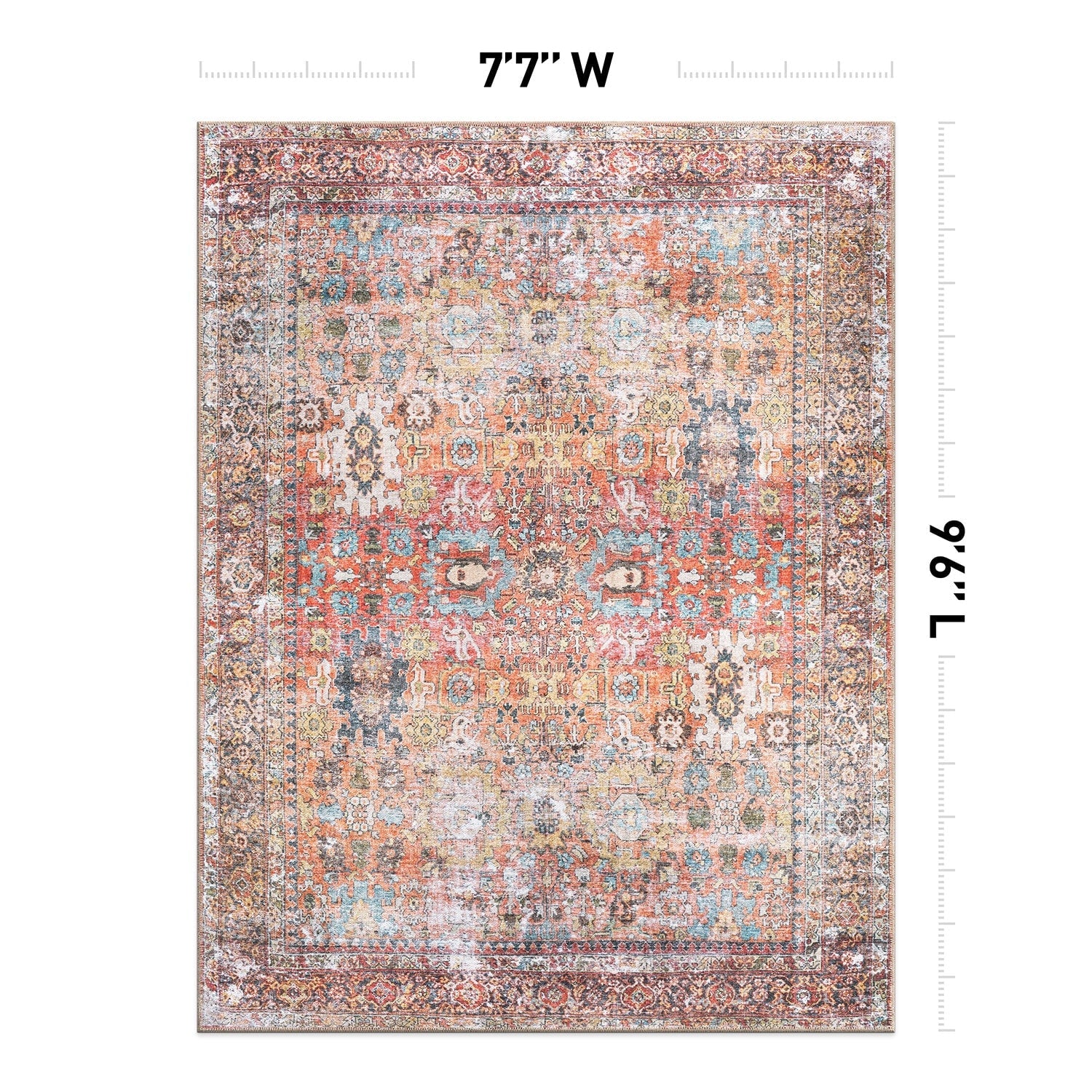 World Rug Gallery Transitional Distressed Machine Washable Non Slip Area Rug