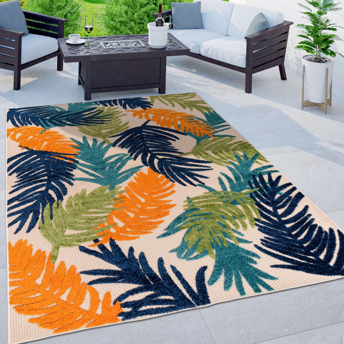 World Rug Gallery Tropical Floral Modern Indoor/Outdoor Area Rug