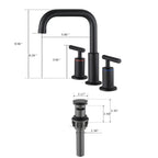 YASINU 8 Inch Luxury Widespread Bathroom Sink Faucet with Pop-Up Drain