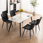 Modern Upholstered Leather Armless Dining Chairs Set of 2