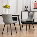 Modern Upholstered Leather Armless Dining Chairs Set of 2