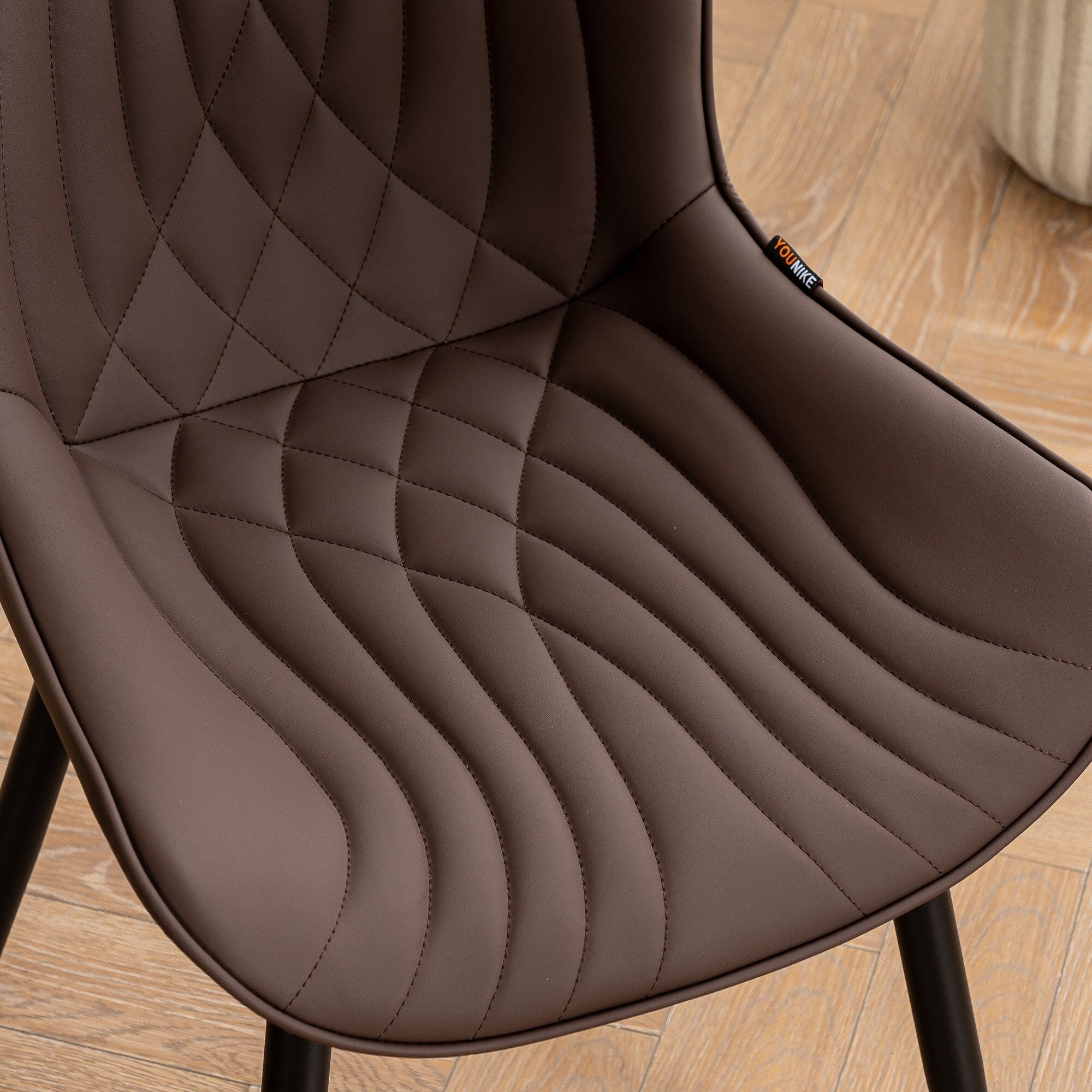 Modern Upholstered Leather Armless Dining Chairs Set of 2