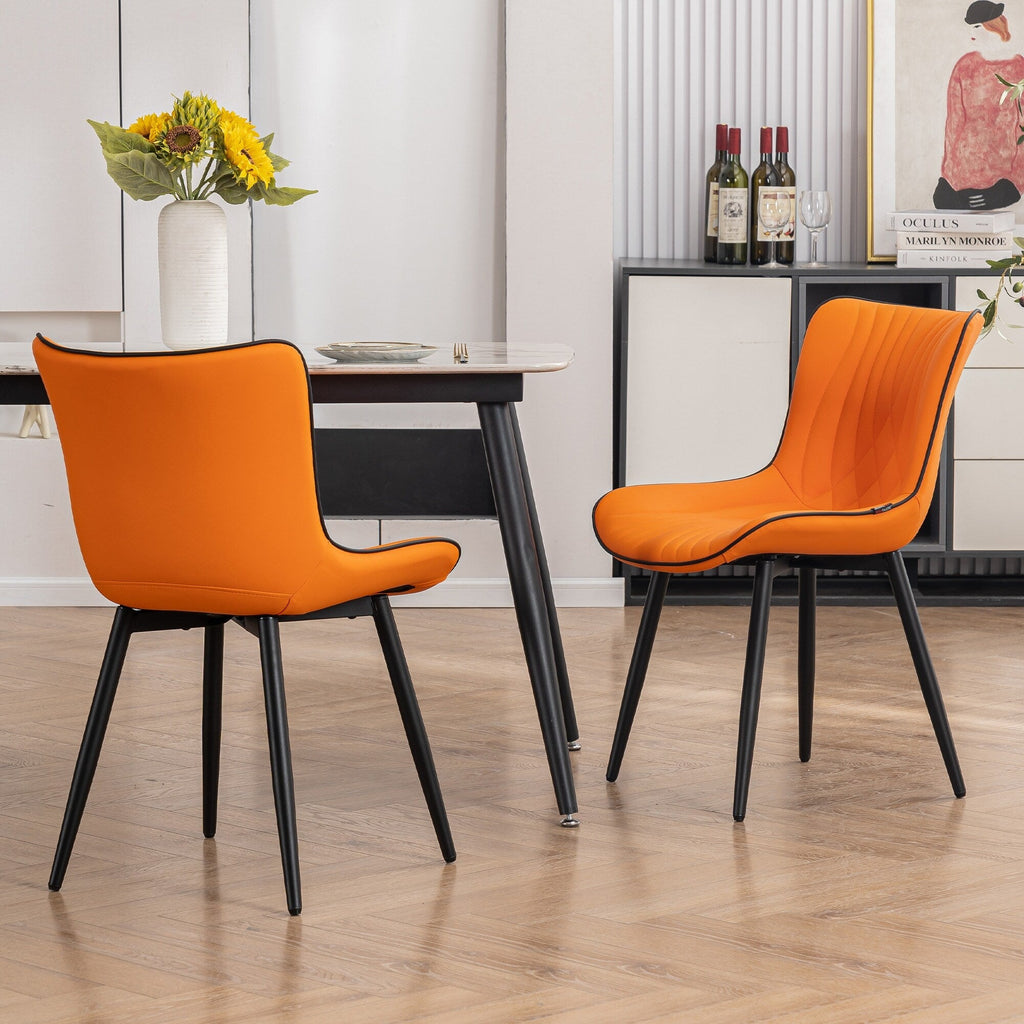 Modern Upholstered Leather Armless Dining Chairs Set of 2