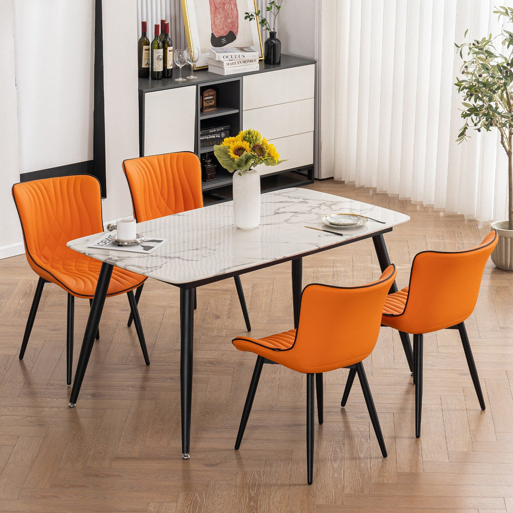 Modern Upholstered Leather Armless Dining Chairs Set of 2