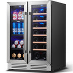 24 Inch Wine/Beverage Refrigerator Cooler, 20 Bottle/60 Can DUAL ZONE Fridge - 24 inch