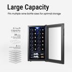 17 Inch 28 Bottle Wine/Beverage Fridge, Stainless Steel Wine Cooler for Home & Commercial Use