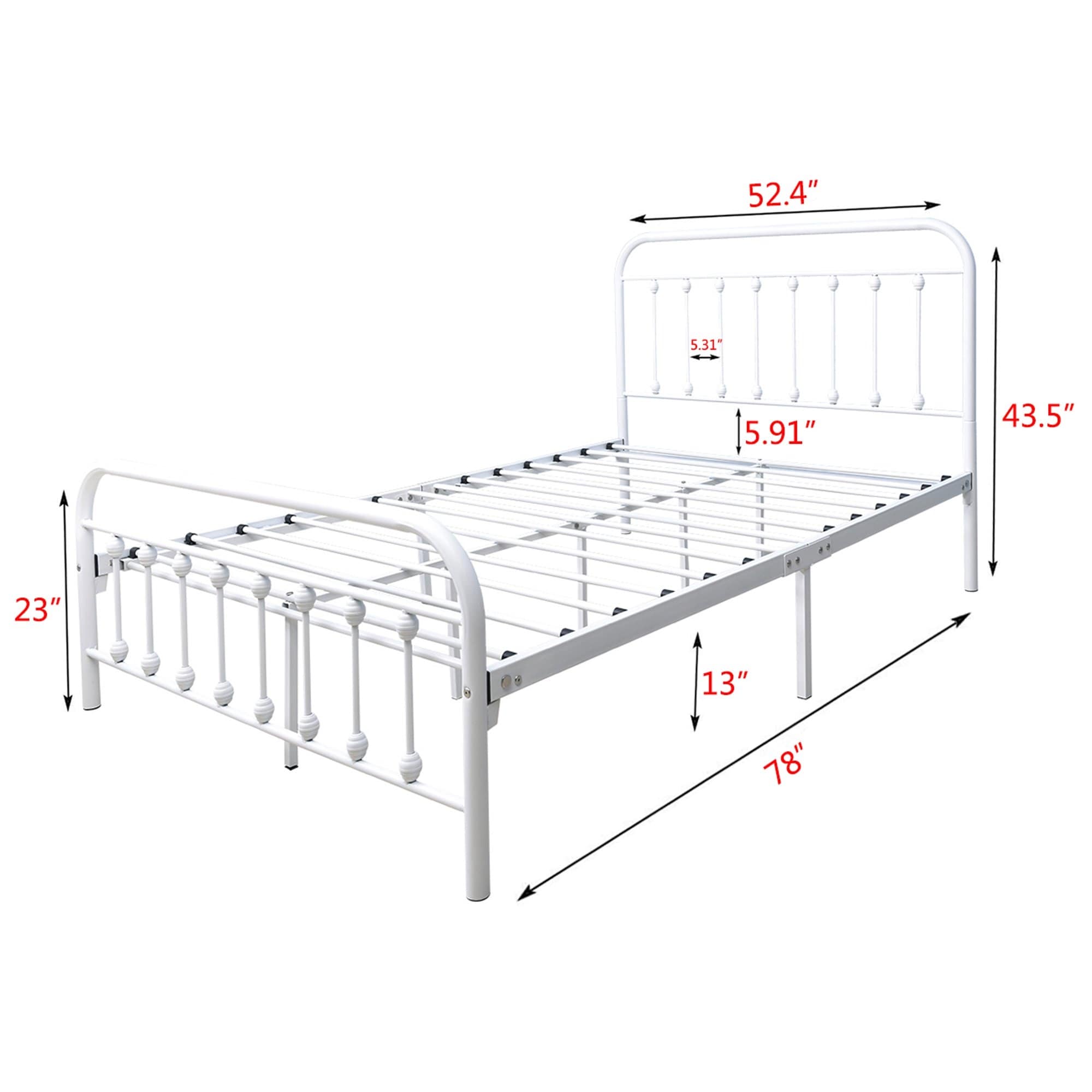 Alazyhome Simple Vintage Metal Platform Bed Frame, Easy-Assembly