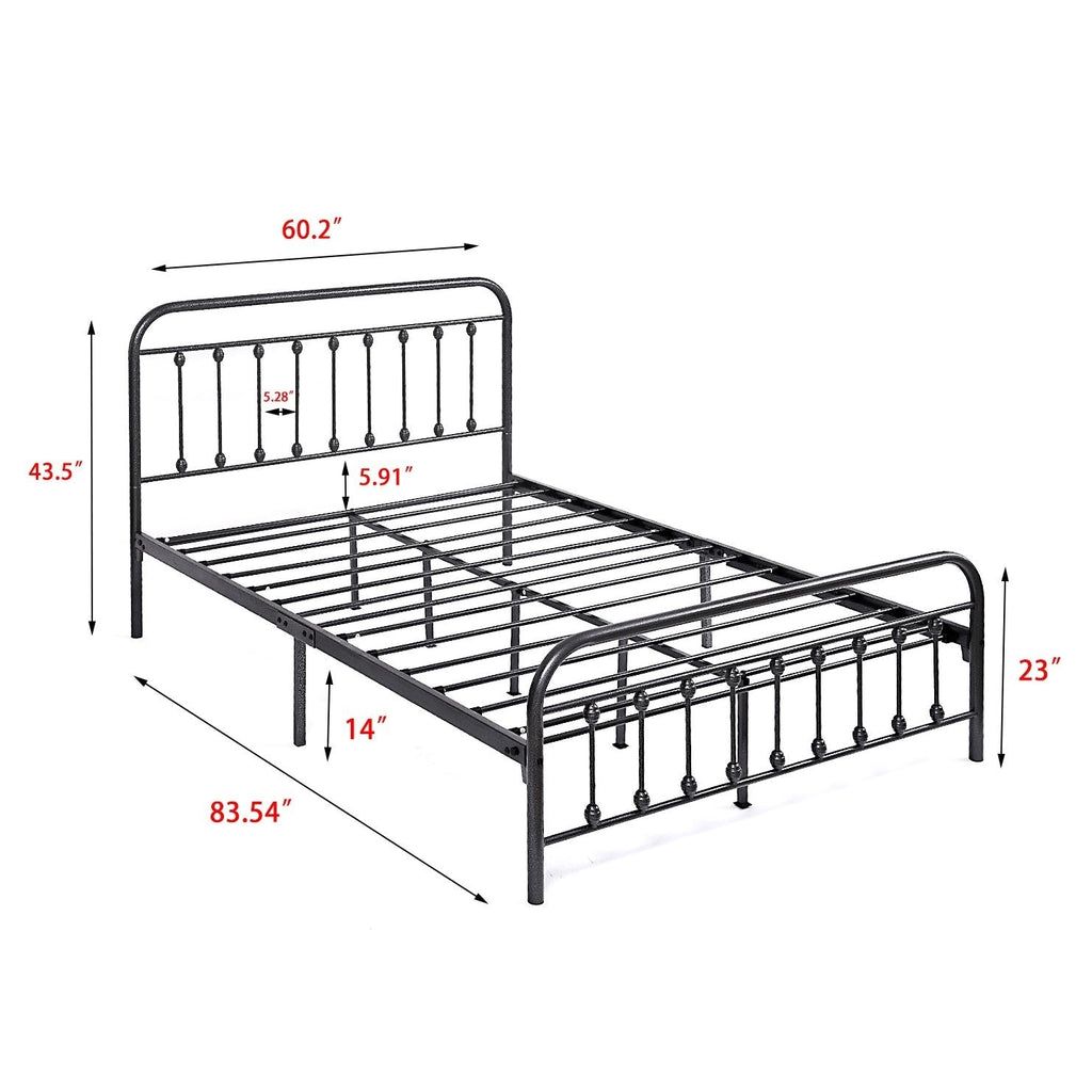 Alazyhome Simple Vintage Metal Platform Bed Frame, Easy-Assembly