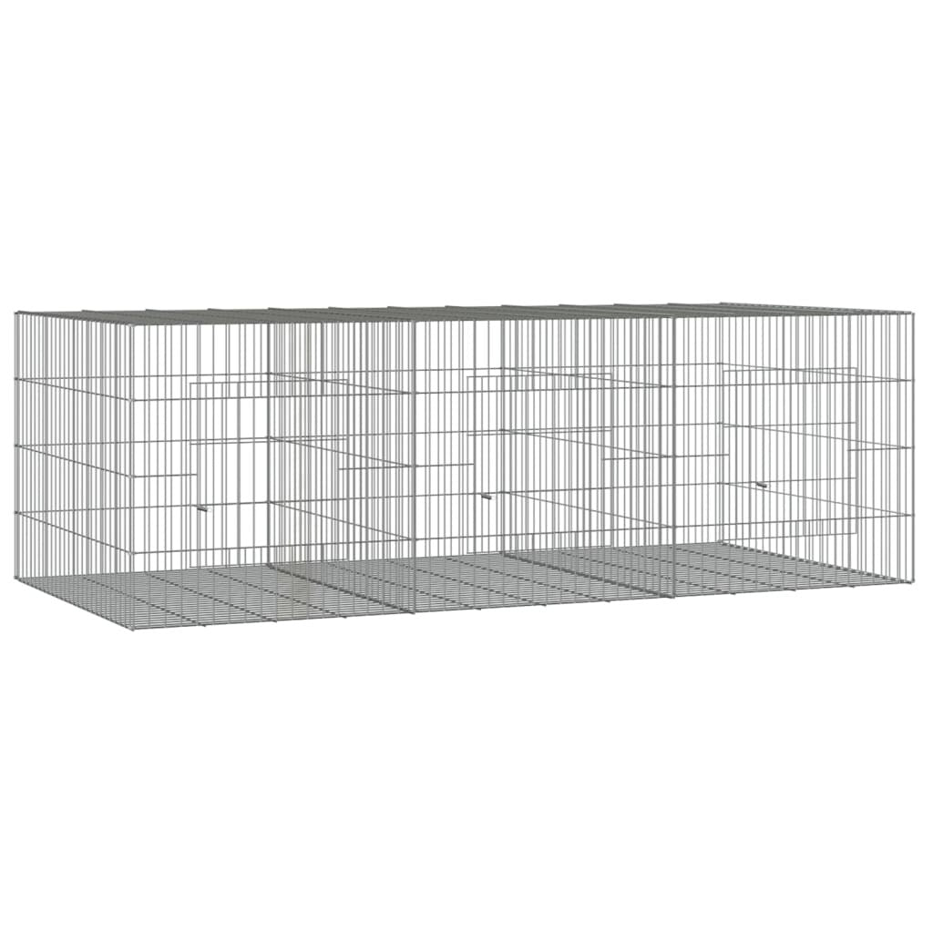 vidaXL 3-Panel Rabbit Cage Animal Hutch Playpen Enclosure Galvanized Iron