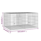 vidaXL 3-Panel Rabbit Cage Animal Hutch Playpen Enclosure Galvanized Iron