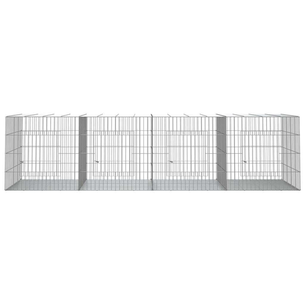 vidaXL 3-Panel Rabbit Cage Animal Hutch Playpen Enclosure Galvanized Iron